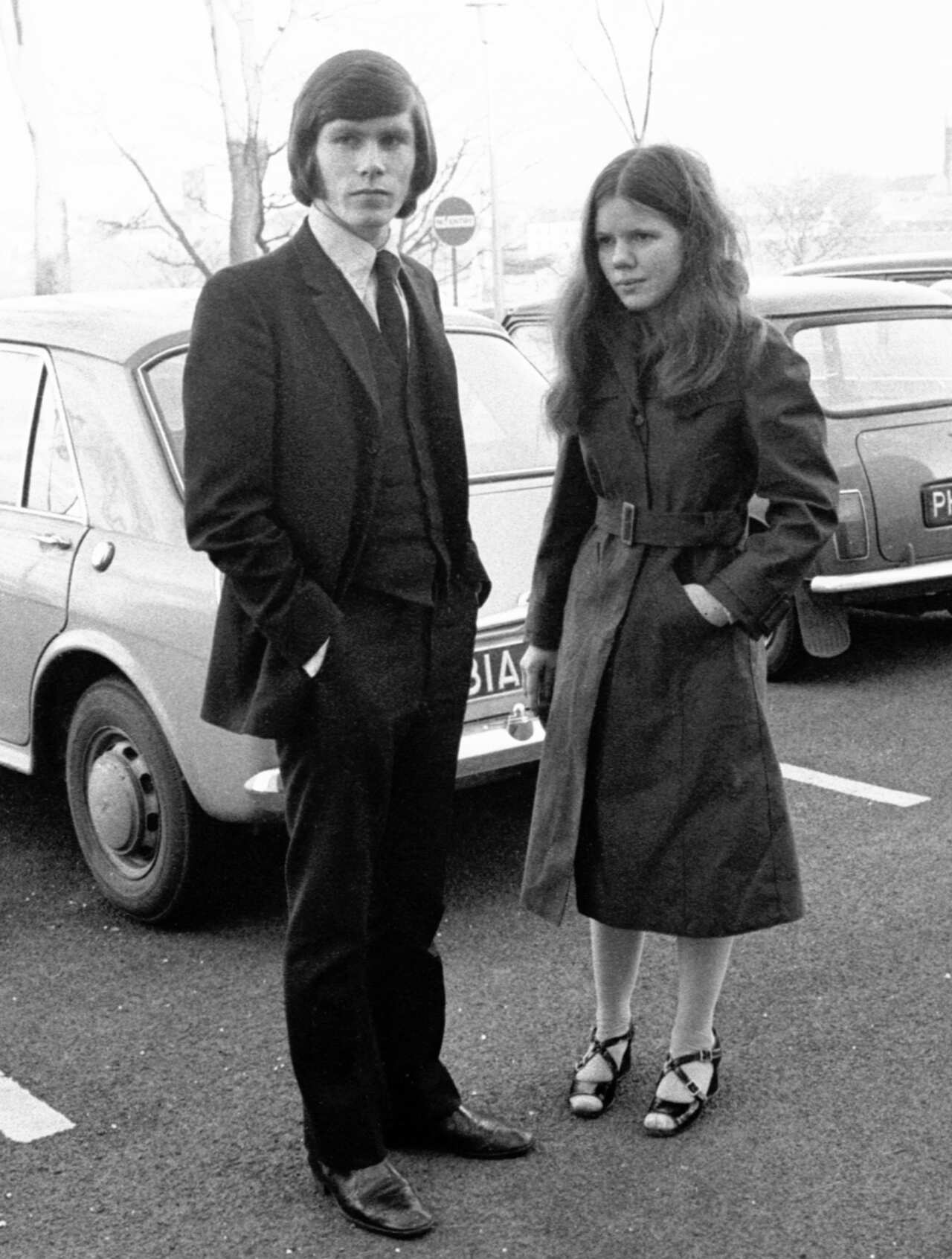 After giving evidence at the Widgery inquiry is Joseph Friel, of Rossville Flats, who was shot in the chest by a British soldier. With him is Geraldine Richmond, 18, of Swilly Gardens, Creggan, Londonderry, who also gave evidence.  *WIREPHOTO.
