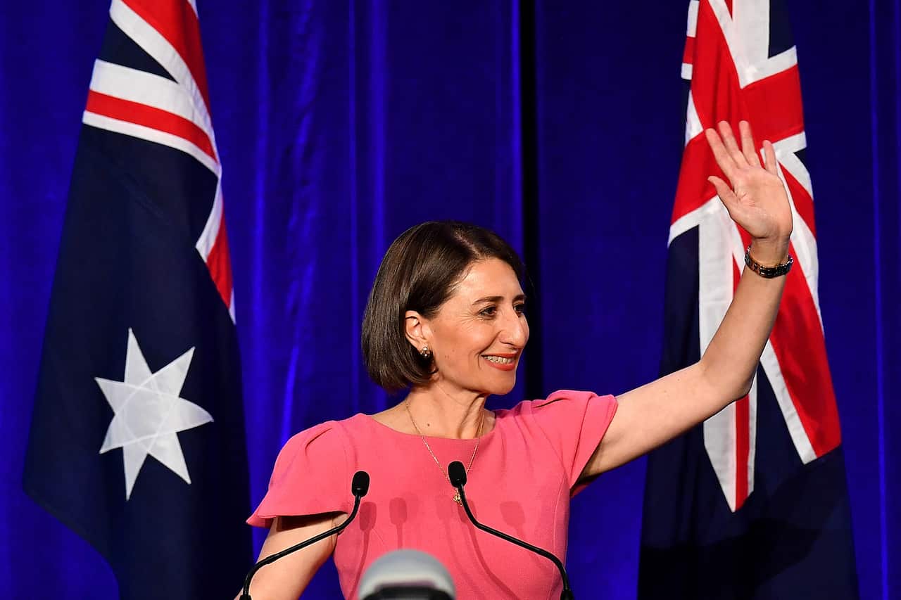NSW Liberal leader Gladys Berejiklian celebrates her win in the 2019 state election.