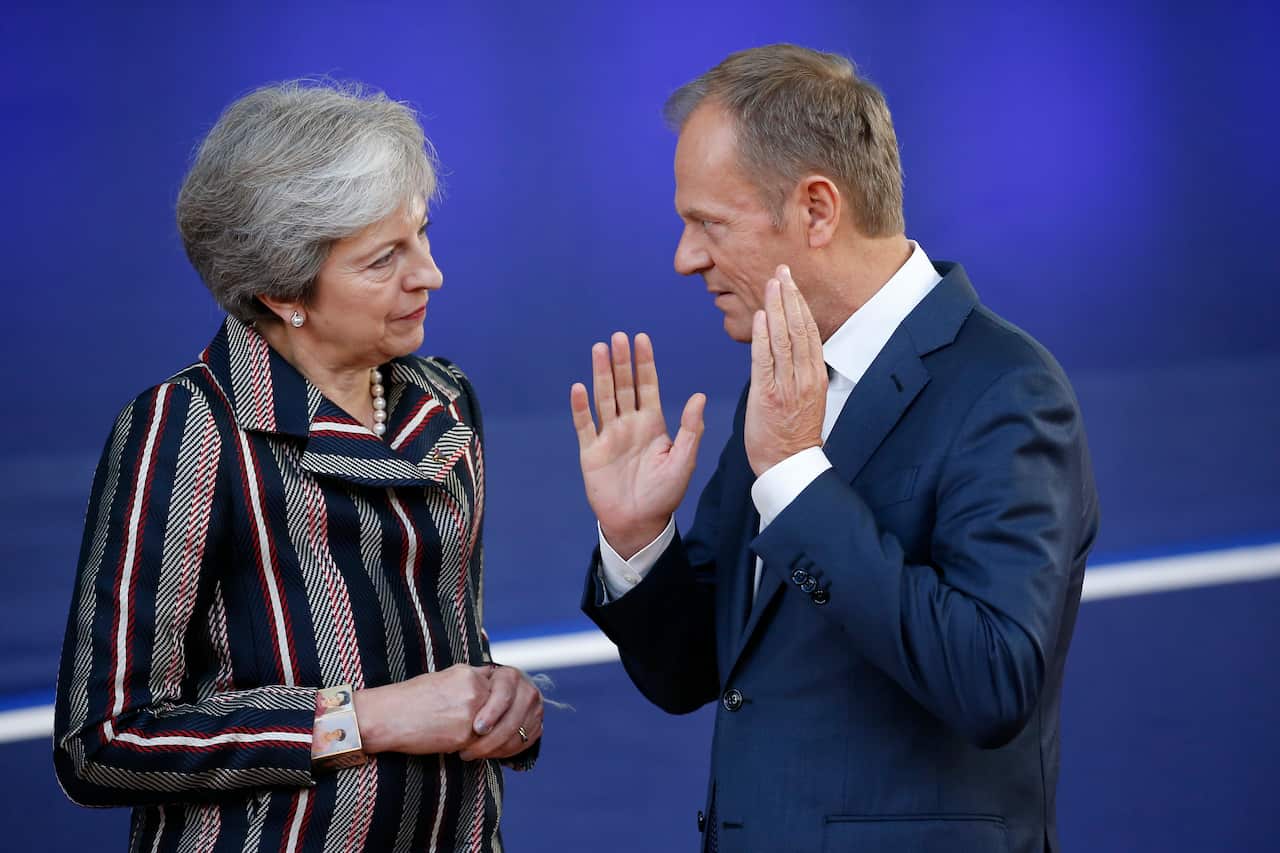 British Prime Minister Theresa May and European Council President Donald Tusk.