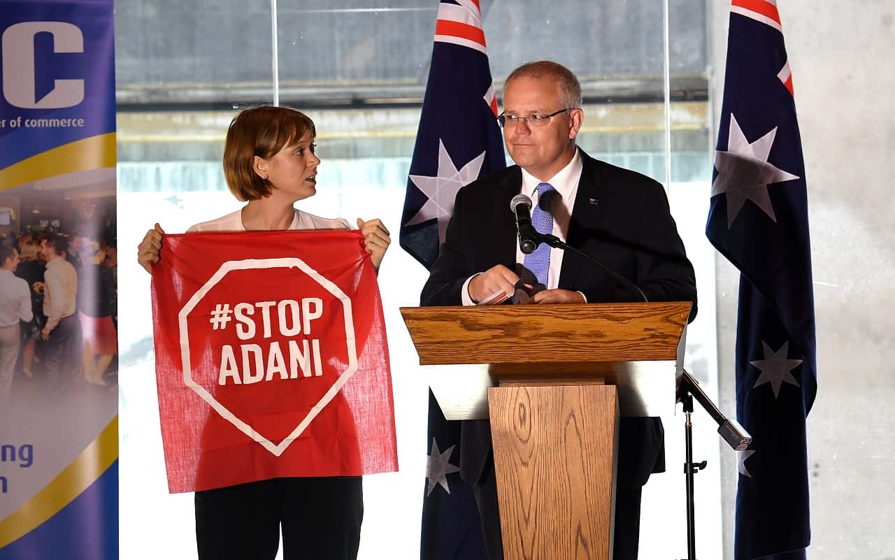 A Stop Adani protester