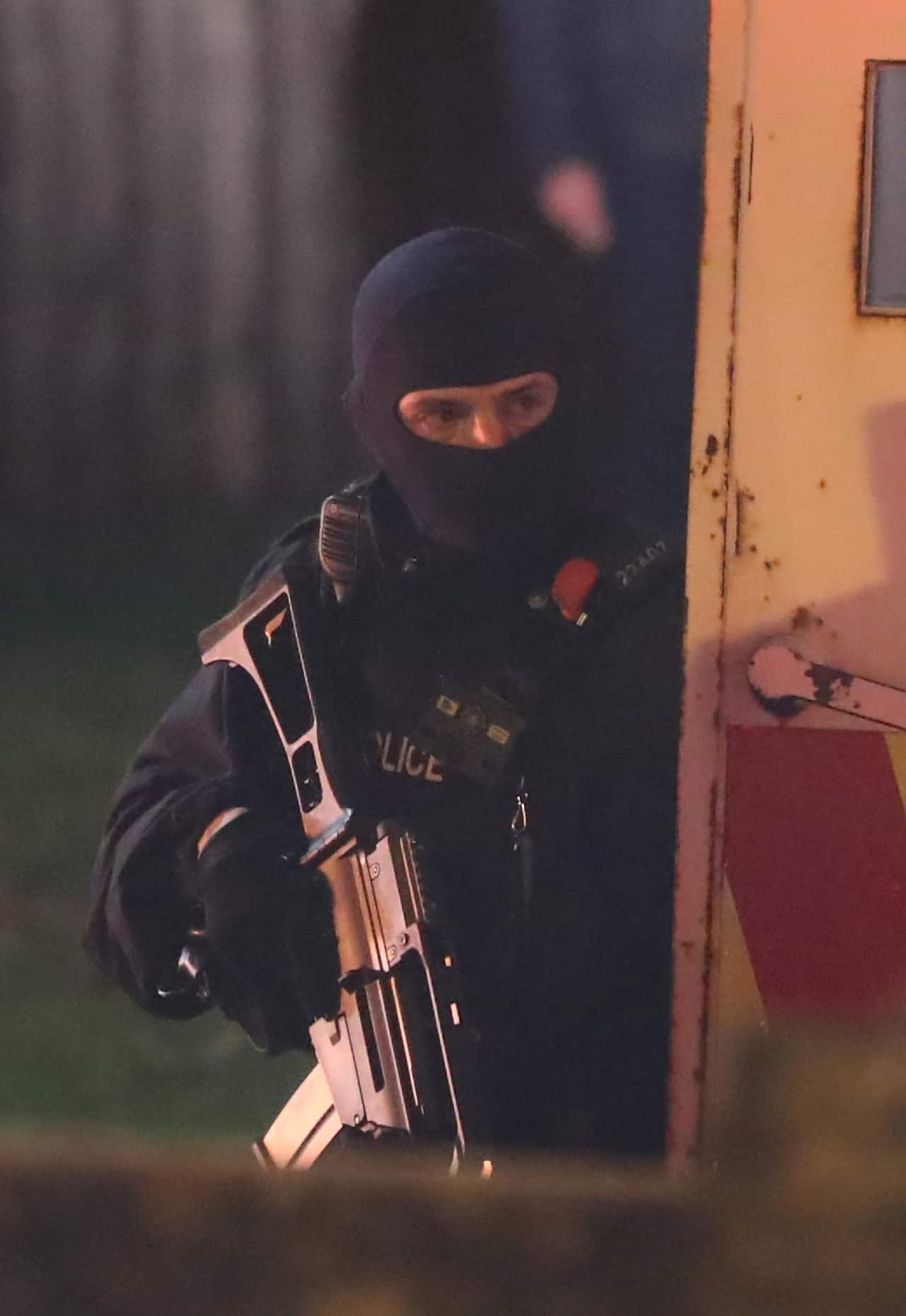 Armed police in Creggan, Londonderry after shots were fired and petrol bombs were thrown at police.. Picture date: Thursday April 18, 2019. Photo credit should read: Niall Carson/PA Wire