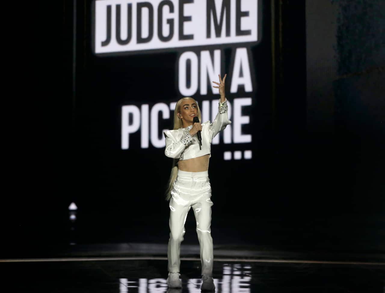 France's contestant Bilal Hassani performs Roi.
