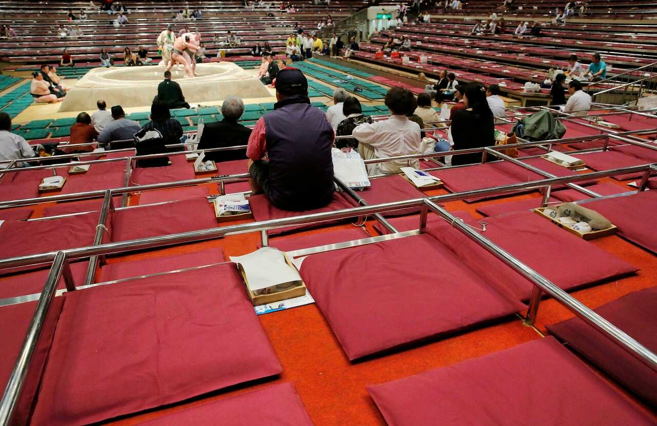 Box seats where Donald Trump will watch the Summer Grand Sumo Tournament.