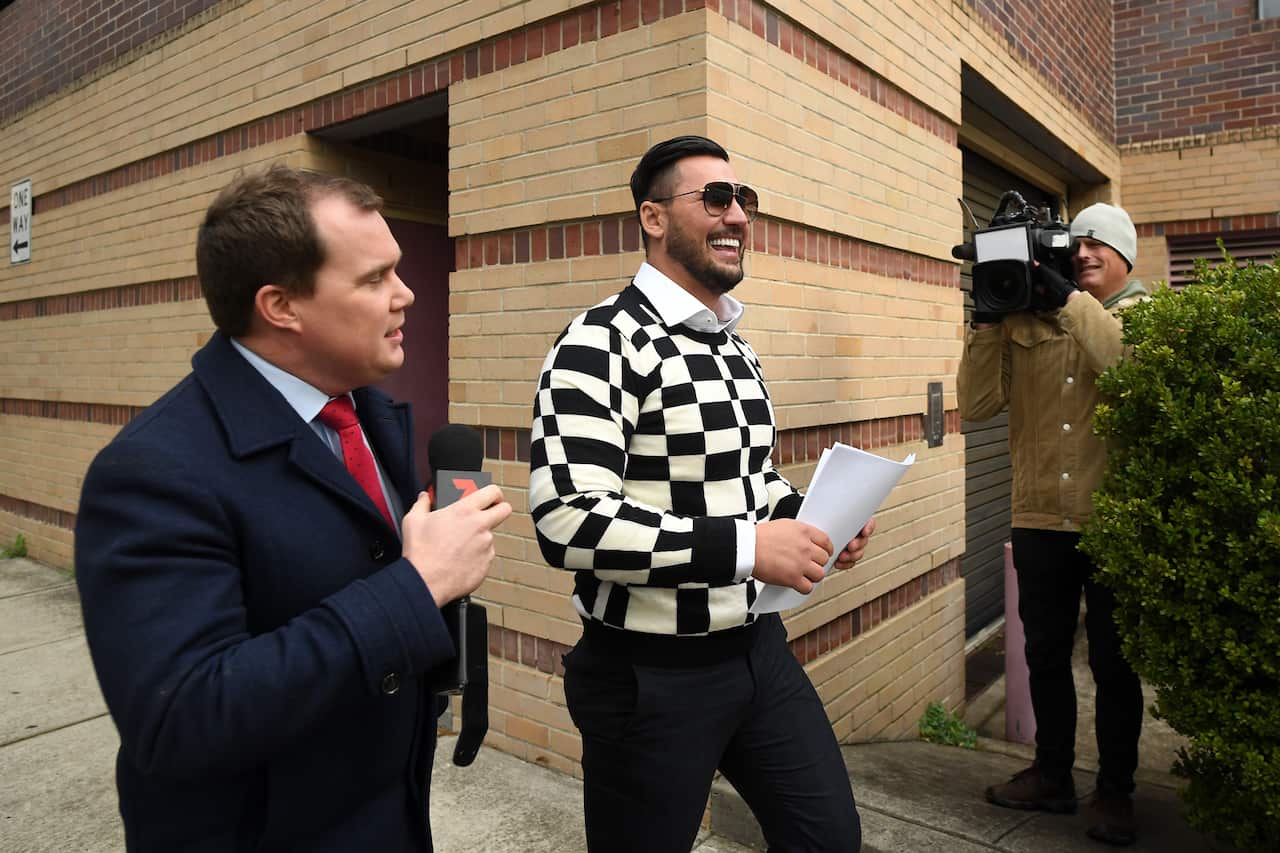 Salim Mehajer is seen leaving Burwood Court in Sydney, Tuesday, June 4, 2019. (AAP Image/Joel Carrett) NO ARCHIVING