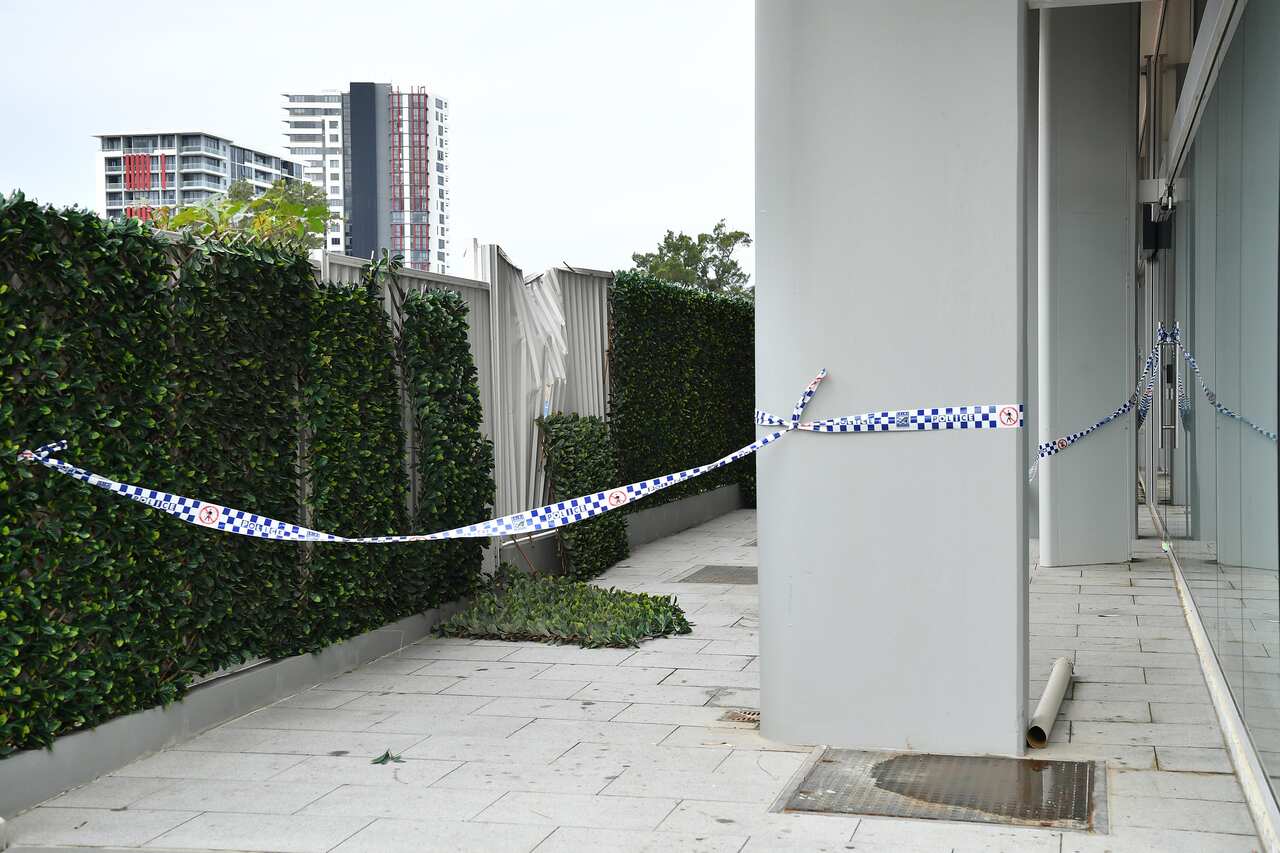 The scene where a woman was found fatally injured at a unit block in Zetland, Sydney.