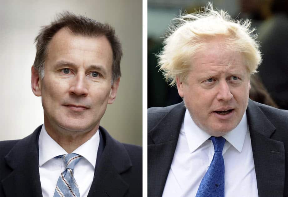 Jeremy Hunt, left, and Boris Johnson, right.