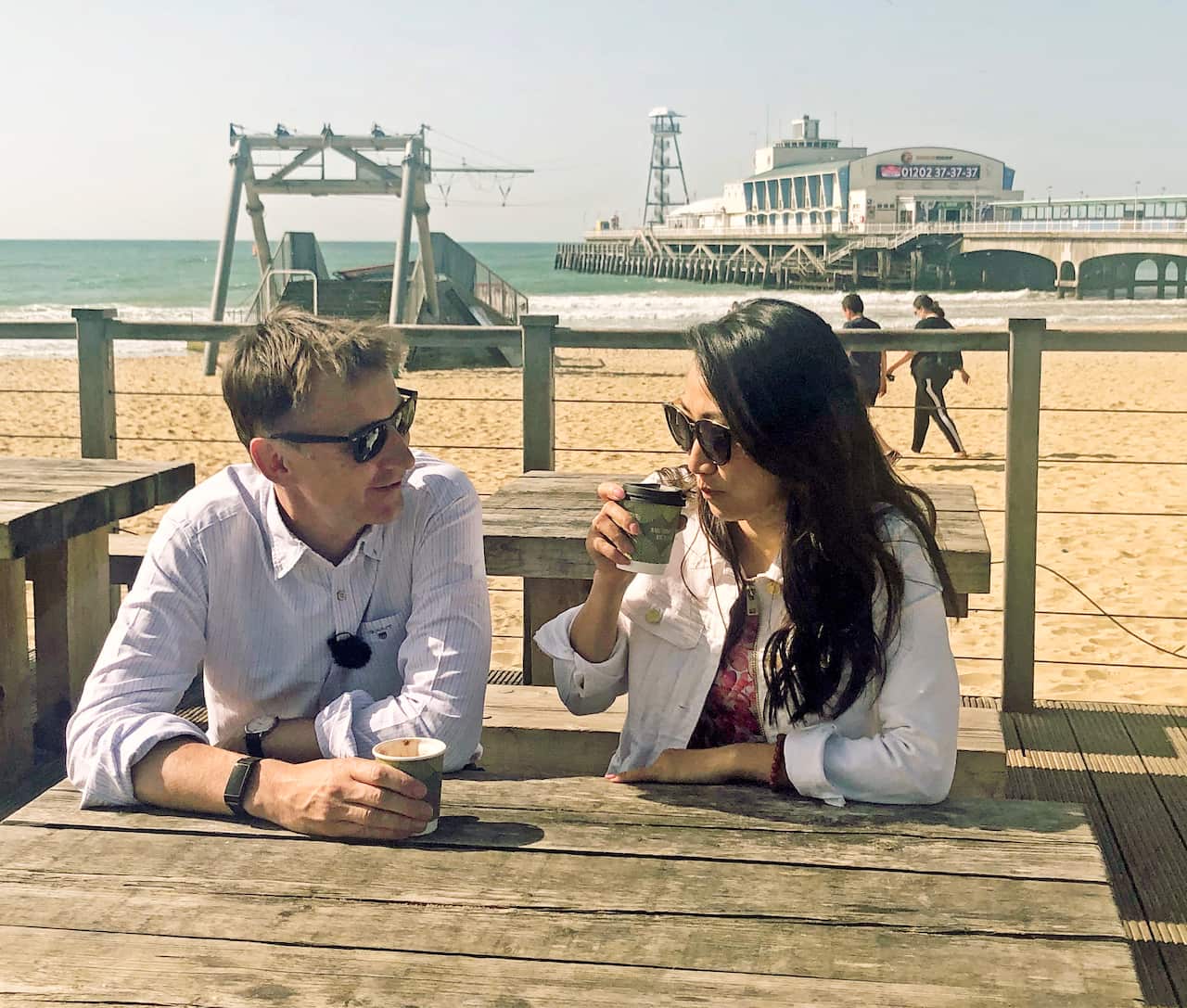 Conservative party leadership candidate Jeremy Hunt, with his wife, Lucia, on the seafront at Bournemouth ahead of today's hustings.. Picture date: Thursday June 27, 2019. See PA story POLITICS Tories. Photo credit should read: PA Wire
