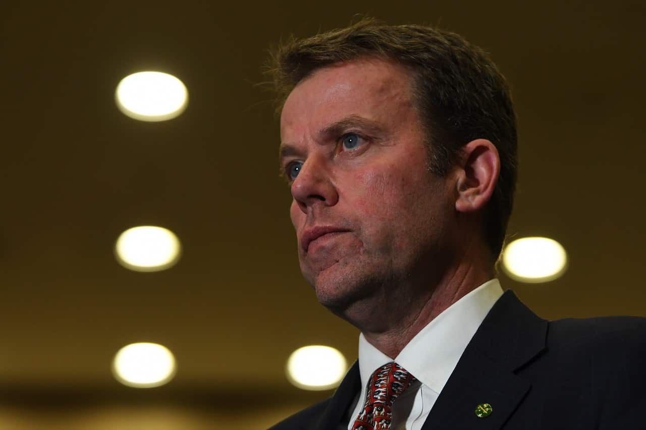 Federal Minister for Education Dan Tehan speaks to media.