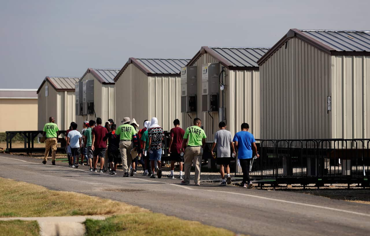 The US government's newest holding center for migrant children in Carrizo Springs, Texas.