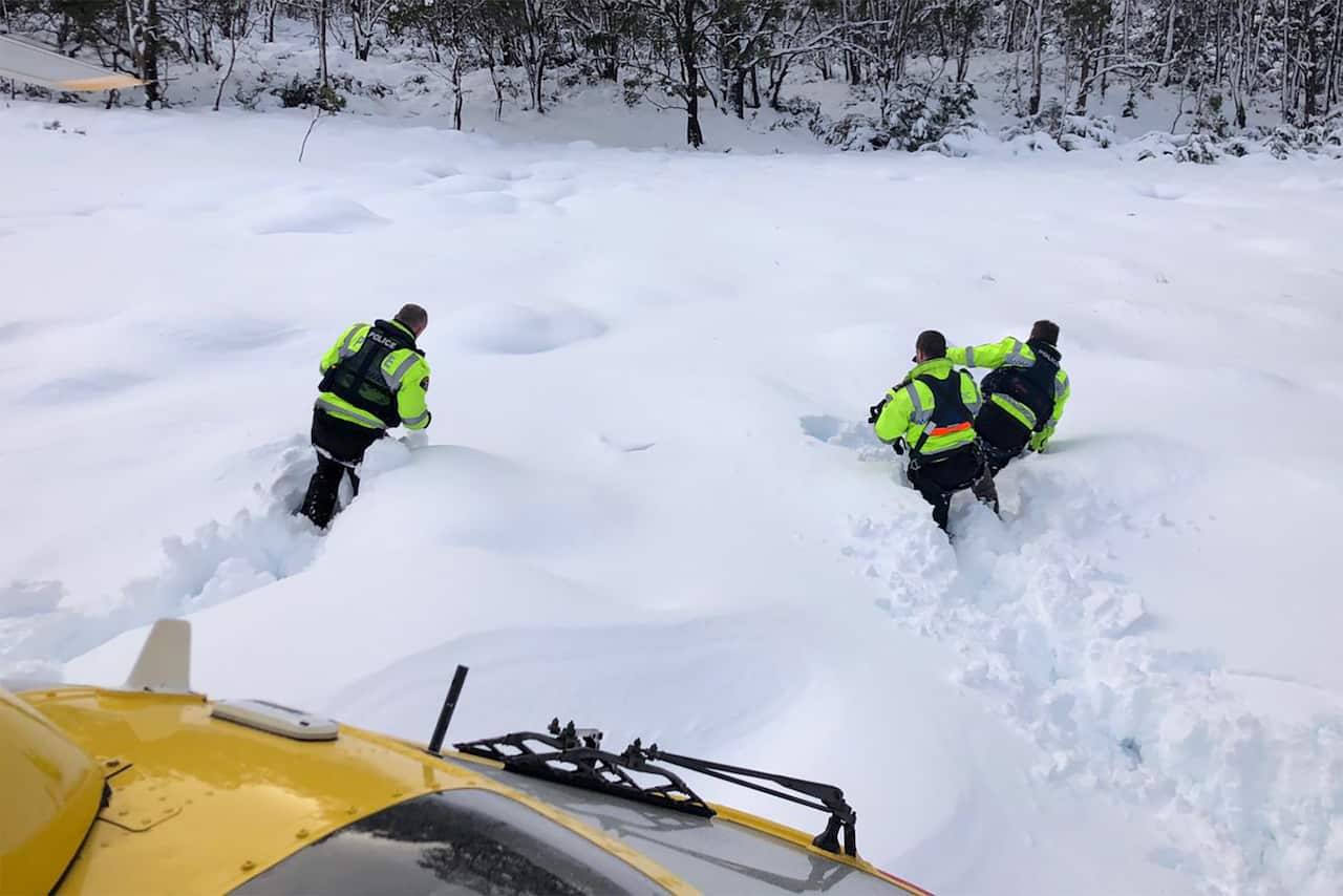 Police search crews responding to a distress call in the Walls of Jerusalem National Park, Tasmania.