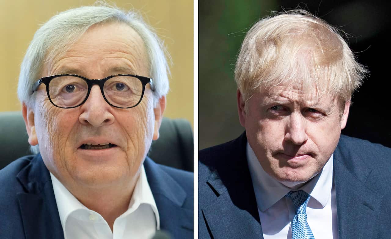 European Commission President Jean-Claude Juncker (L) will hold talks with British Prime Minister Boris Johnson (R).
