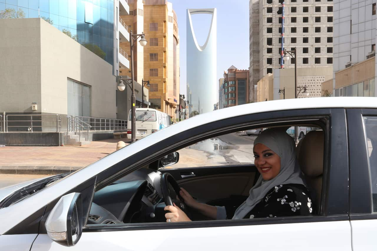 Dina Yousef, 30, after a royal decree lifted the ban on women driving a car in Saudi Arabia, in Riyadh, Saudi Arabia.