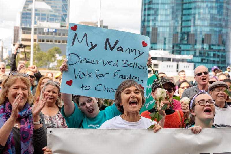 File photo of supporters of assisted-dying laws in WA.