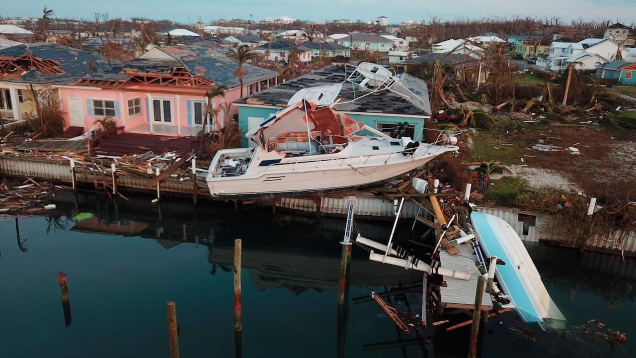 Destruction caused by Hurricane Dorian is seen from the air, at the Abaco Beach Resort in Marsh Harbor, Abaco Island, Bahamas, Saturday, Sept. 7, 2019.  (AP Photo/Gonzalo Gaudenzi)