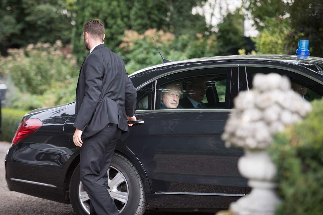 Prime Minister Boris Johnson arriving at the UK ambassador's residence after meeting Luxembourg Prime Minister Xavier Bettel in Luxembourg.