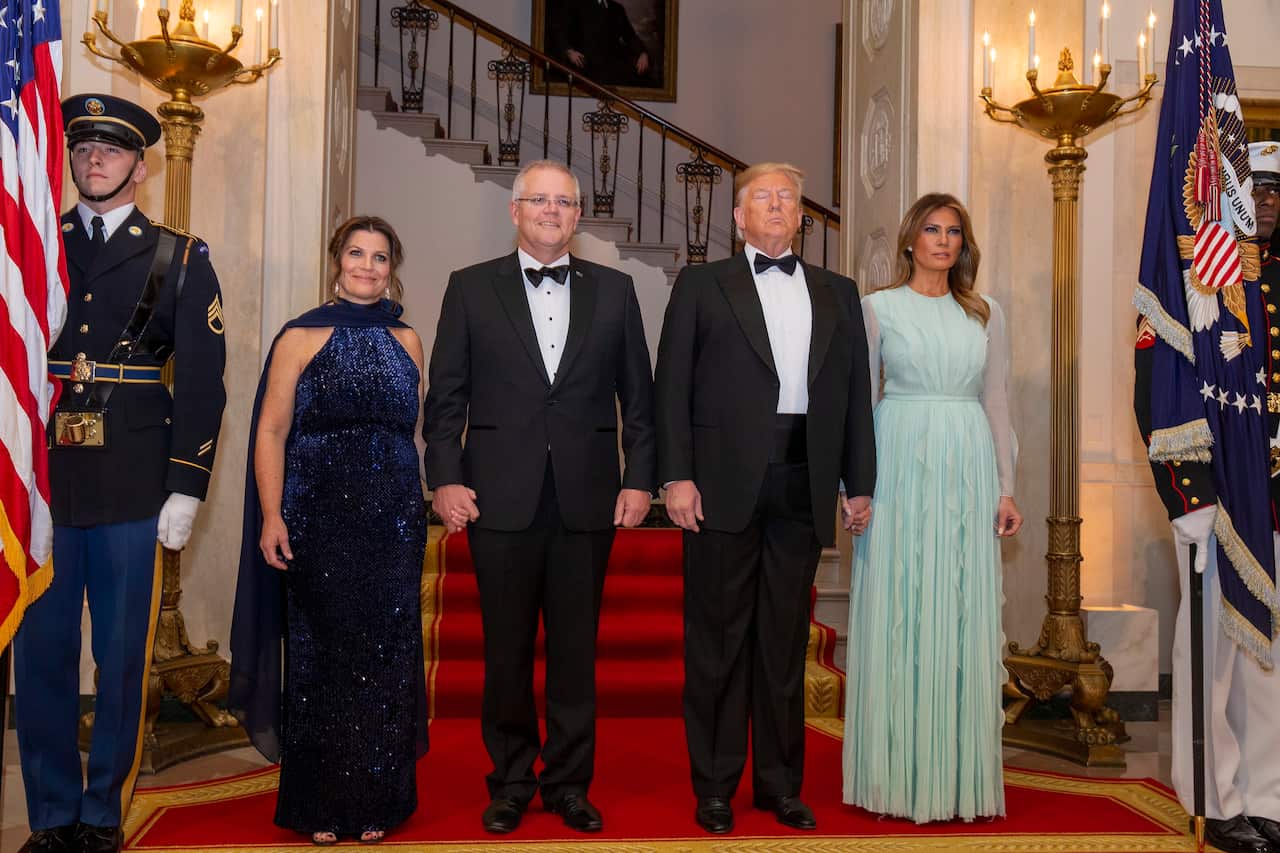 US President Donald Trump, First Lady Melania Trump welcome Australian Prime Minister Scott Morrison and Mrs Morrison to the White House.