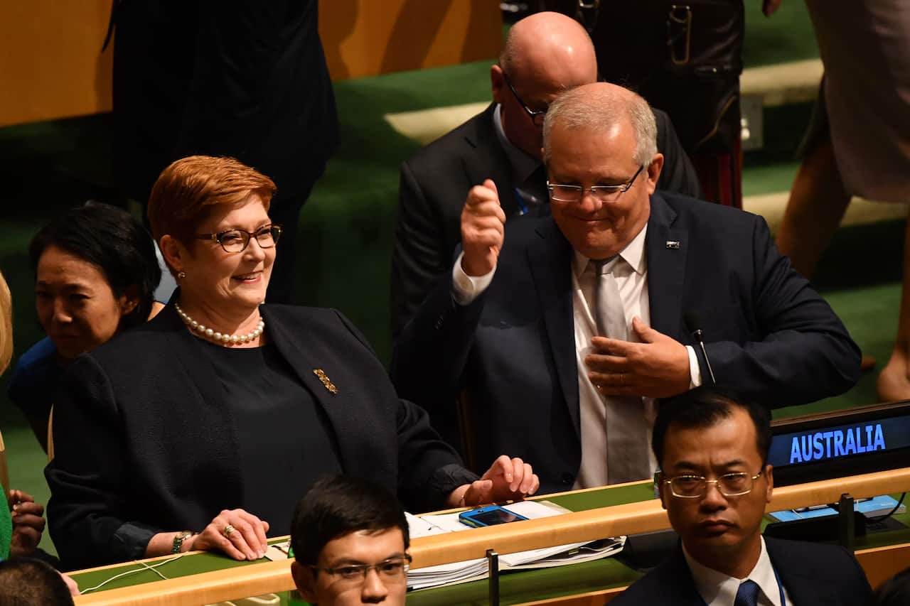 Minister for Foreign Affairs Marise Payne and Prime Minister Scott Morrison in New York.