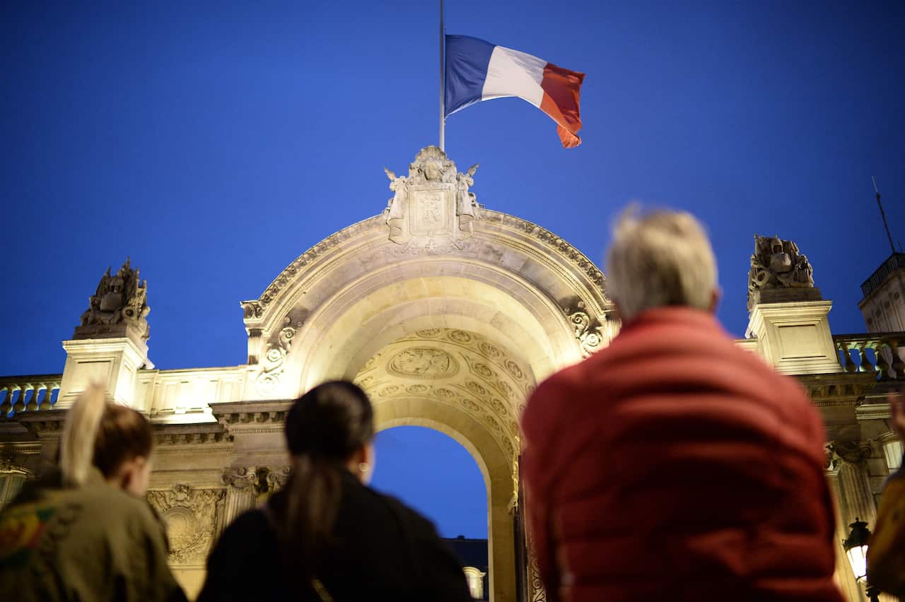 French flag at half mast at the Elysee Palace in Paris to pay tribute to the former French president Jacques Chirac who died at 86 on September 26, 2019.