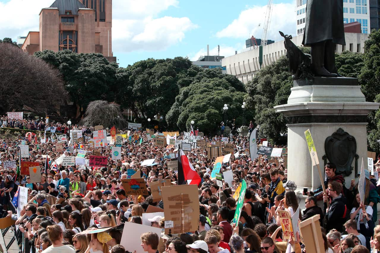 Thousands of people marched on NZ Parliament to protest climate change on Friday.