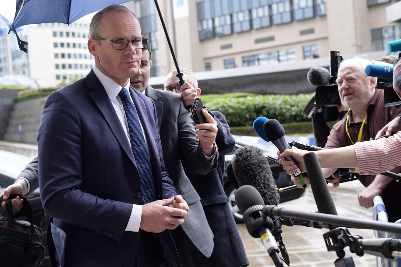 Irish Minister of Foreign Affairs Simon Coveney answers the journalists on Brexit at the EU headquarter in Brussels, Belgium, on September 27, 2019. Photo by T Monasse/ANDBZ/ABACAPRESS.COM.