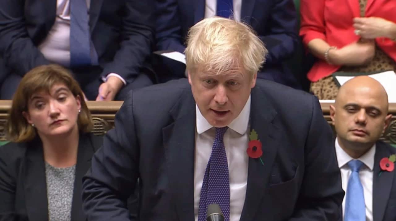 Prime Minister Boris Johnson speaks during the election debate ahead of the vote in the House of Commons, London. 
