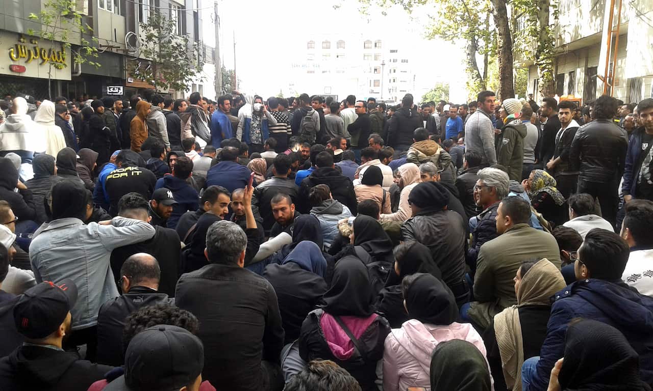 Protesters attend a demonstration.