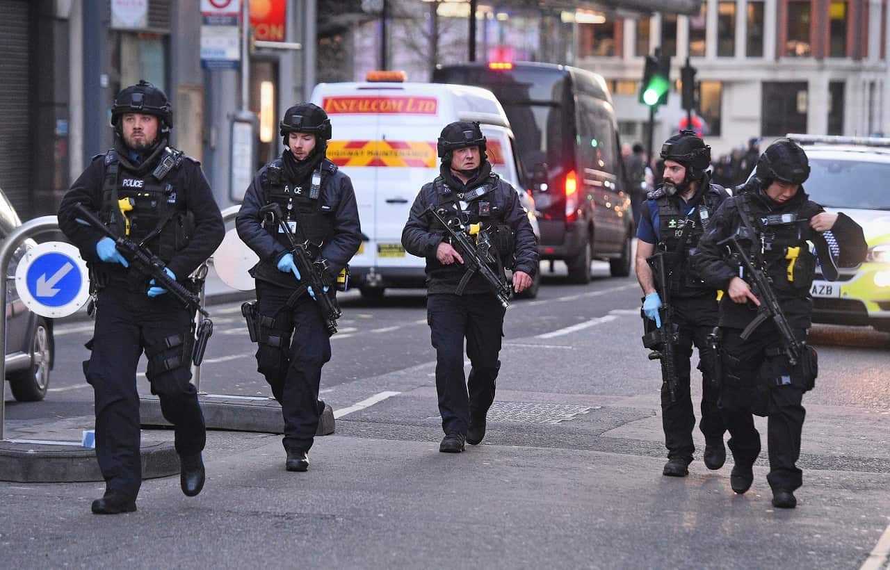 Police in London near the scene of the attack.