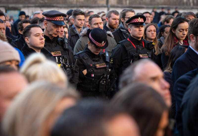 City of London Police officers during a vigil in Guildhall Yard, London, to honour the victims off the London Bridge terror attack