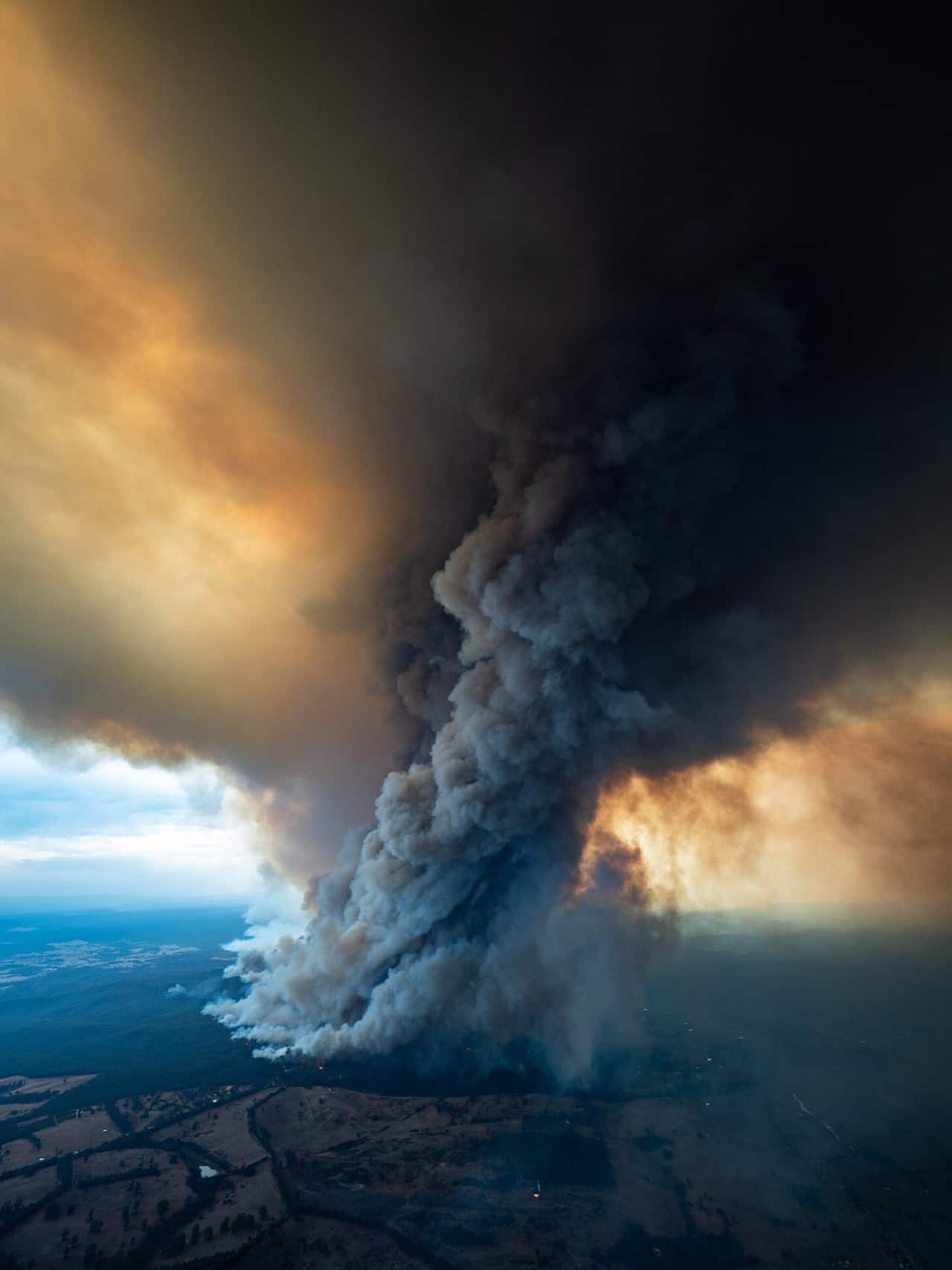 Smoke billows from a fire burning at East Gippsland, Victoria.