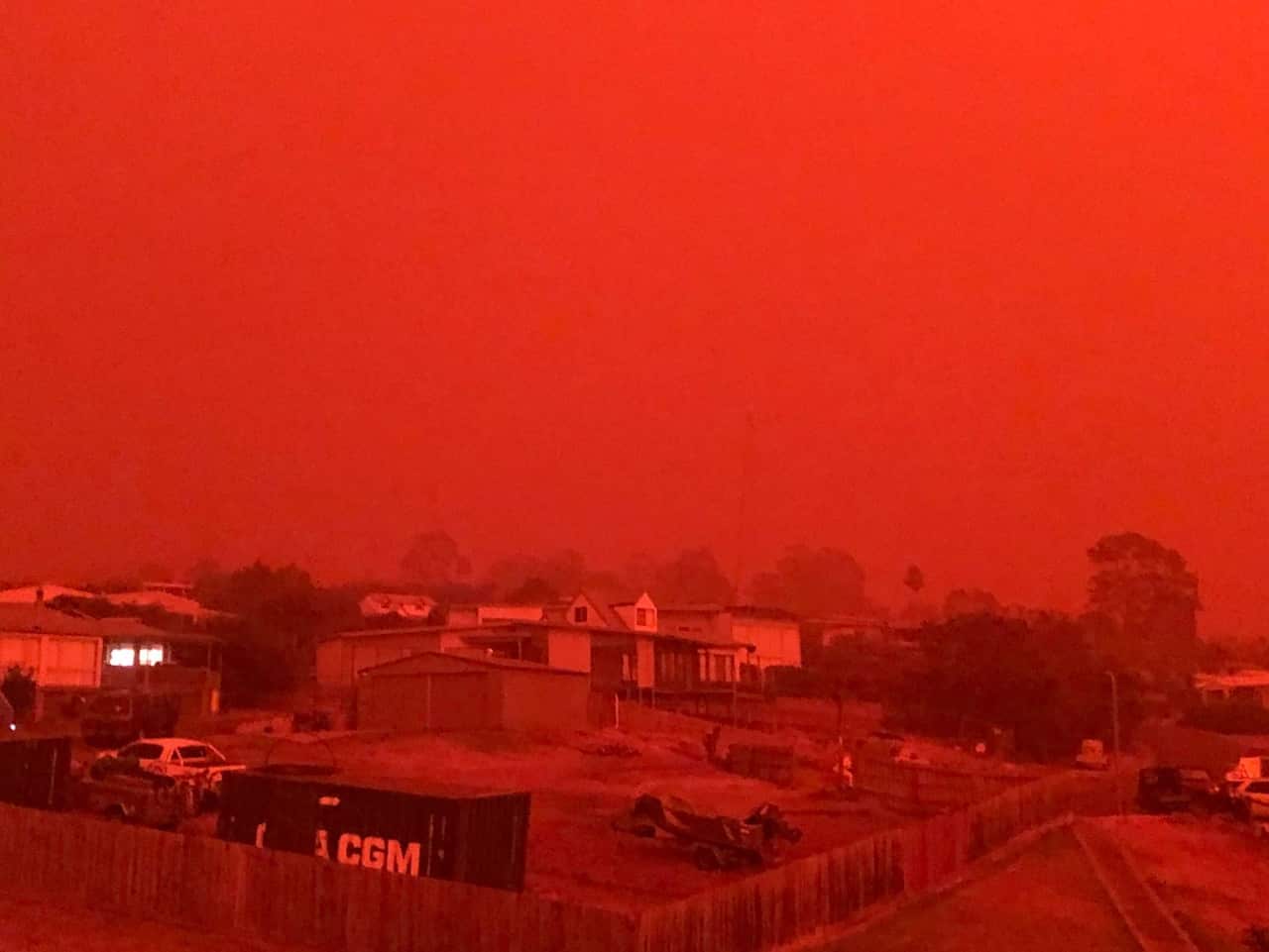 A red sky above Mallacoota in East Gippsland, Victoria.