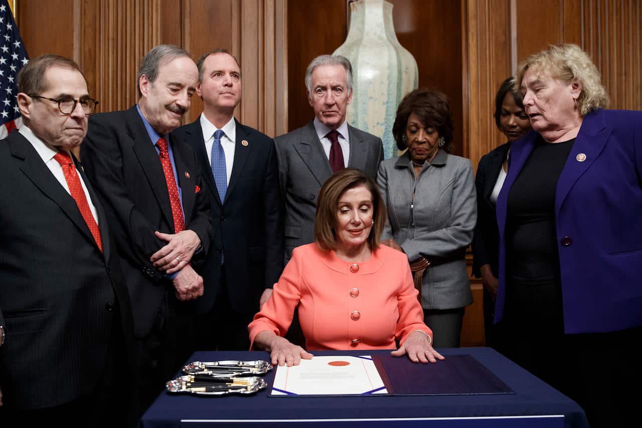 The two articles of impeachment against Trump are for abuse of power and obstruction of Congress.