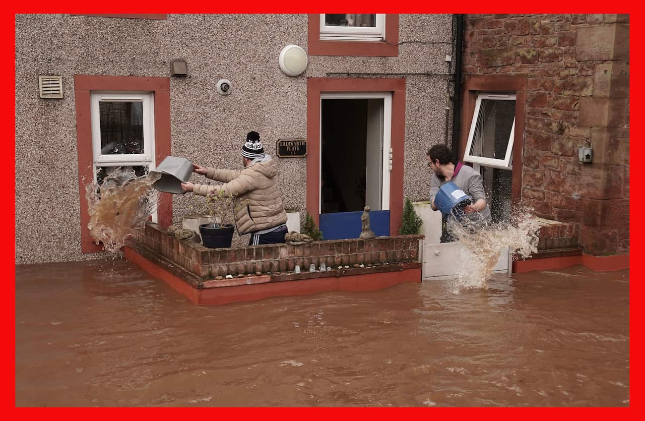 Flooded streets in Appleby-in-Westmorland, Cumbria, as Storm Ciara hits the UK.