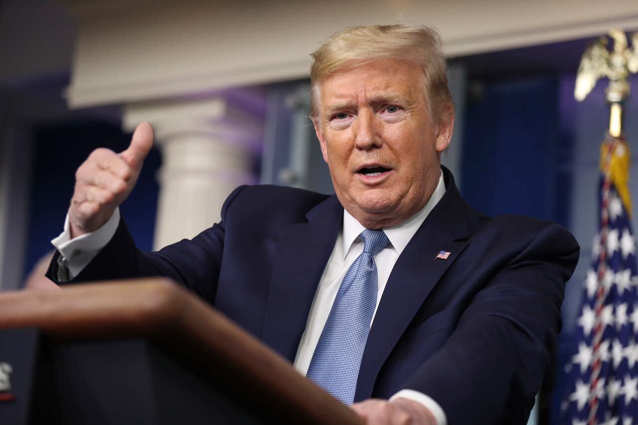 President Donald Trump speaks during a press conference with members of the coronavirus task force in the Brady Press Briefing Room of the White House on March 16, 2020 in Washington, DC..(Photo by Oliver Contreras/SIPA USA)