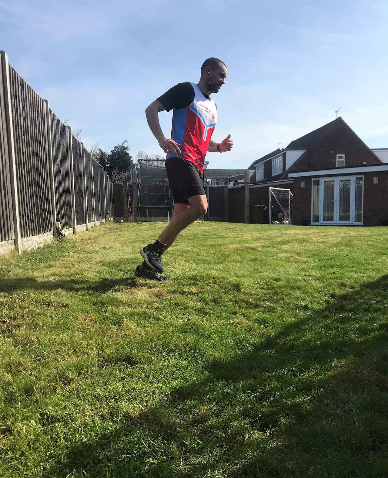 James Page running around his backyard