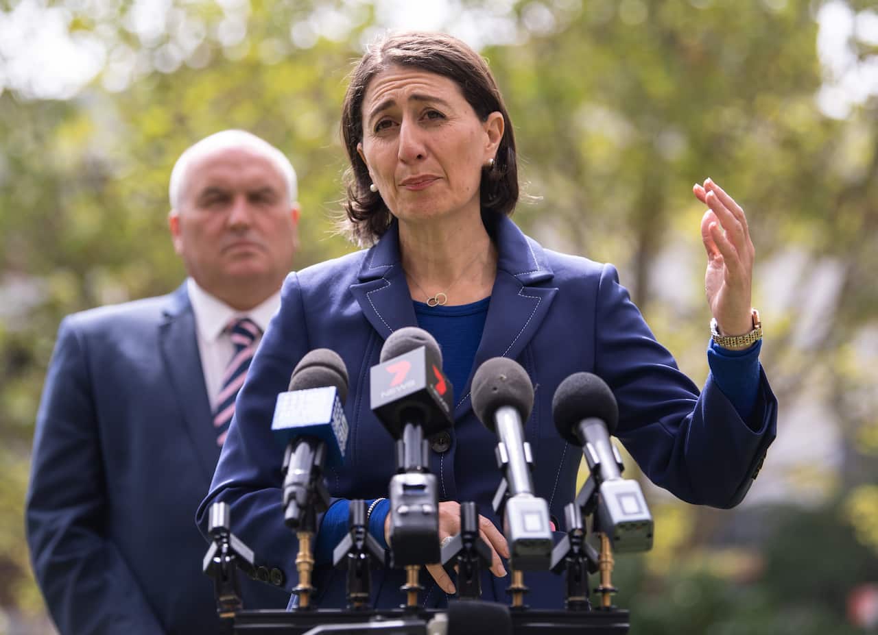 NSW Premier Gladys Berejiklian speaks to the media