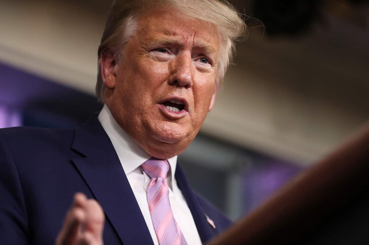 US President Donald Trump speaks during a daily briefing on the novel coronavirus.
