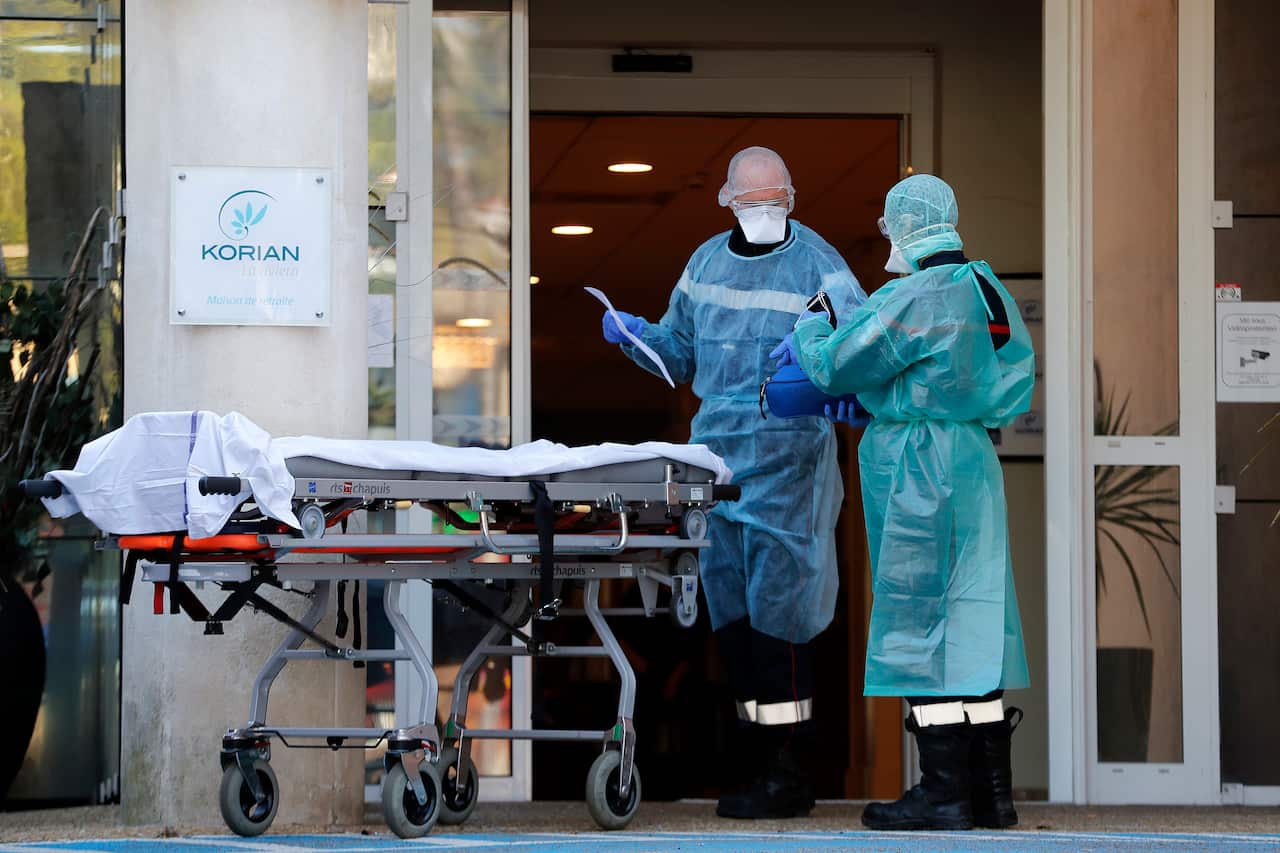 Nursing homes deaths in France rose 10 per cent to 2,417, bringing the total to 8,911, an increase of 10 per cent on Sunday's tally.