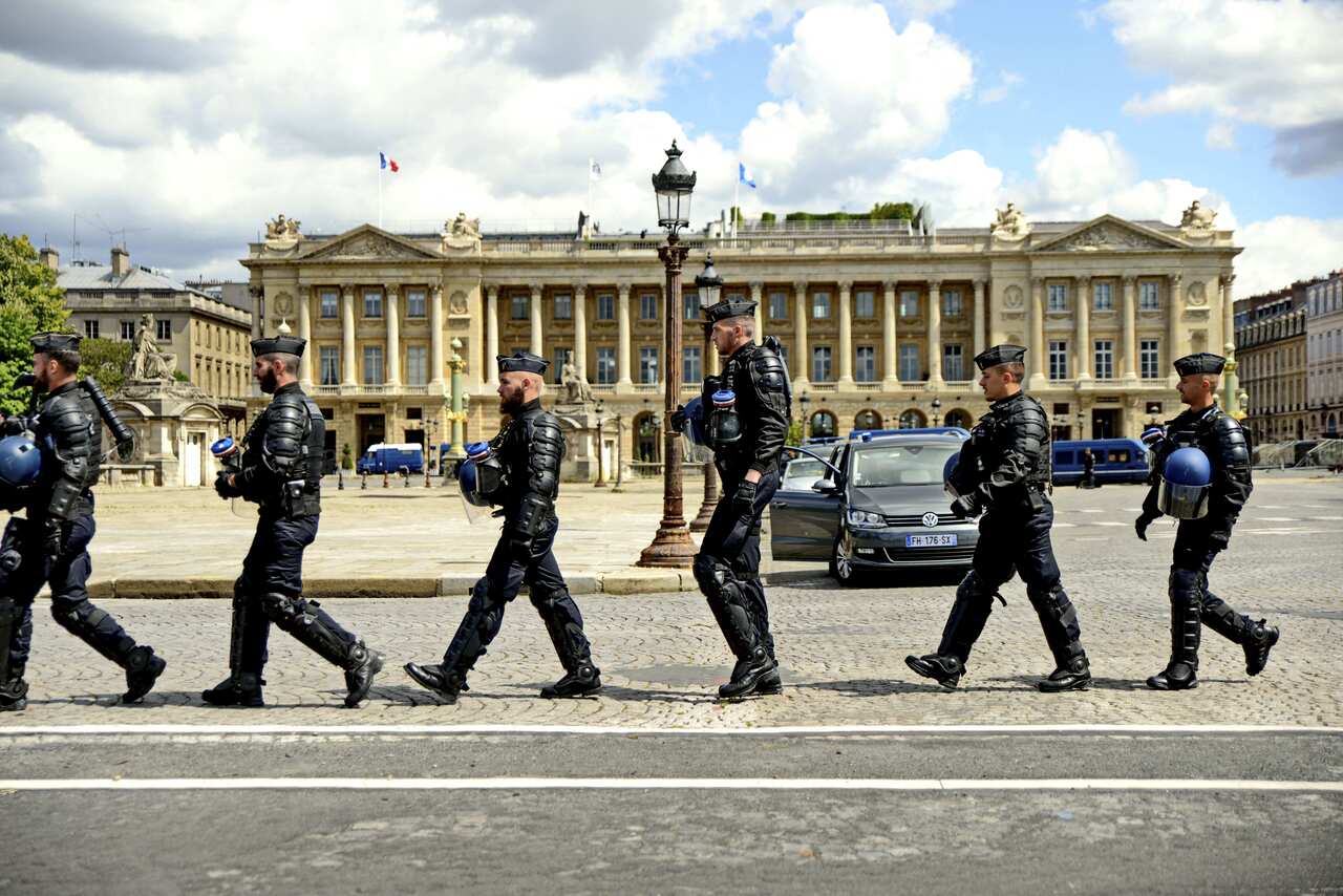 Preparation of the police before the demonstration against racism and police violence and in homage to George Floyd killed in the USA by the police. Paris, France on June 7, 2020. Photo by Karim Ait Adjedjou/Avenir Pictures/ABACAPRESS.COM.