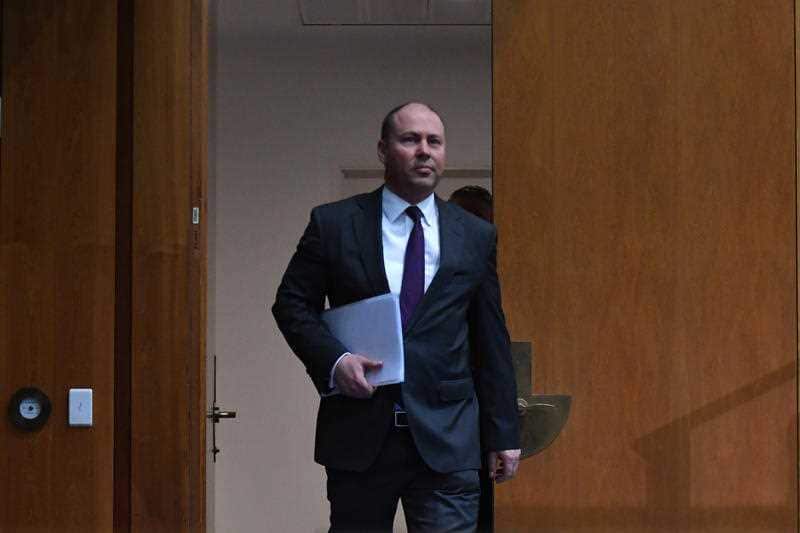 Treasurer Josh Frydenberg arrives to address the media today