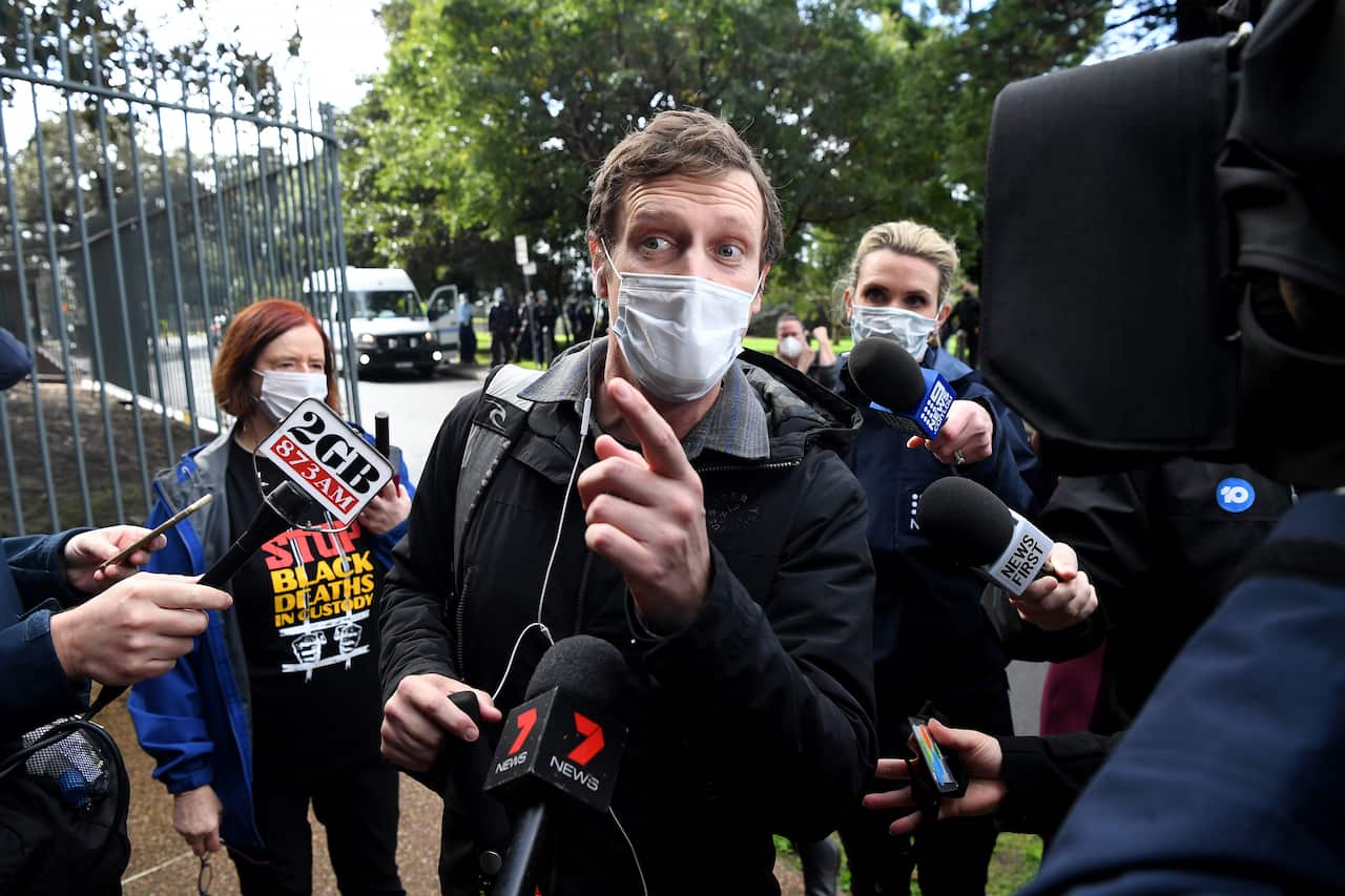 Rally organiser Paddy Gibson during a Black Lives Matter protest.