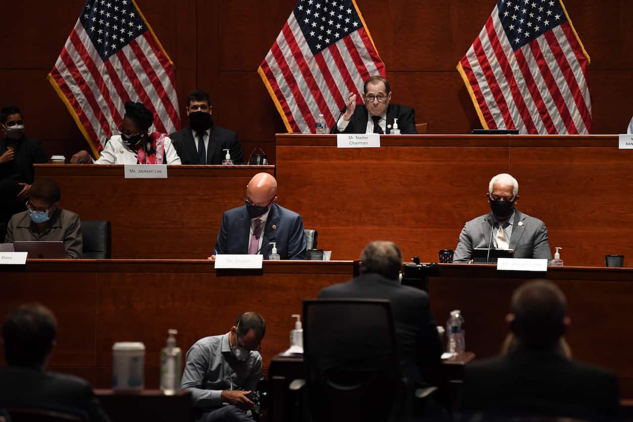 Rep. Jerrold Nadler (D-NY) questions Attorney General William Barr during the House Judiciary Committee on Capitol Hill in Washington, DC.