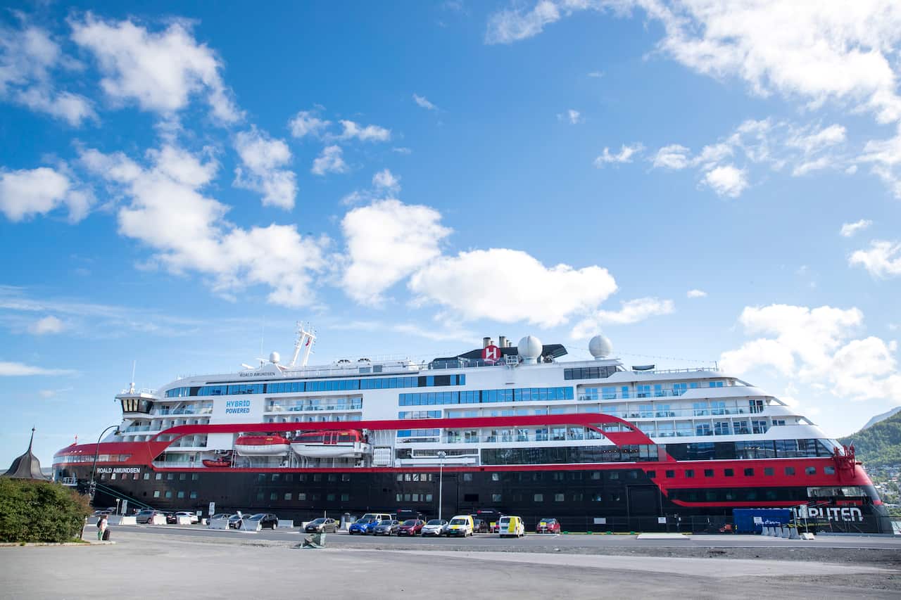 Expedition ship MS Roald Amundsen docked in Tromso, Norway.
