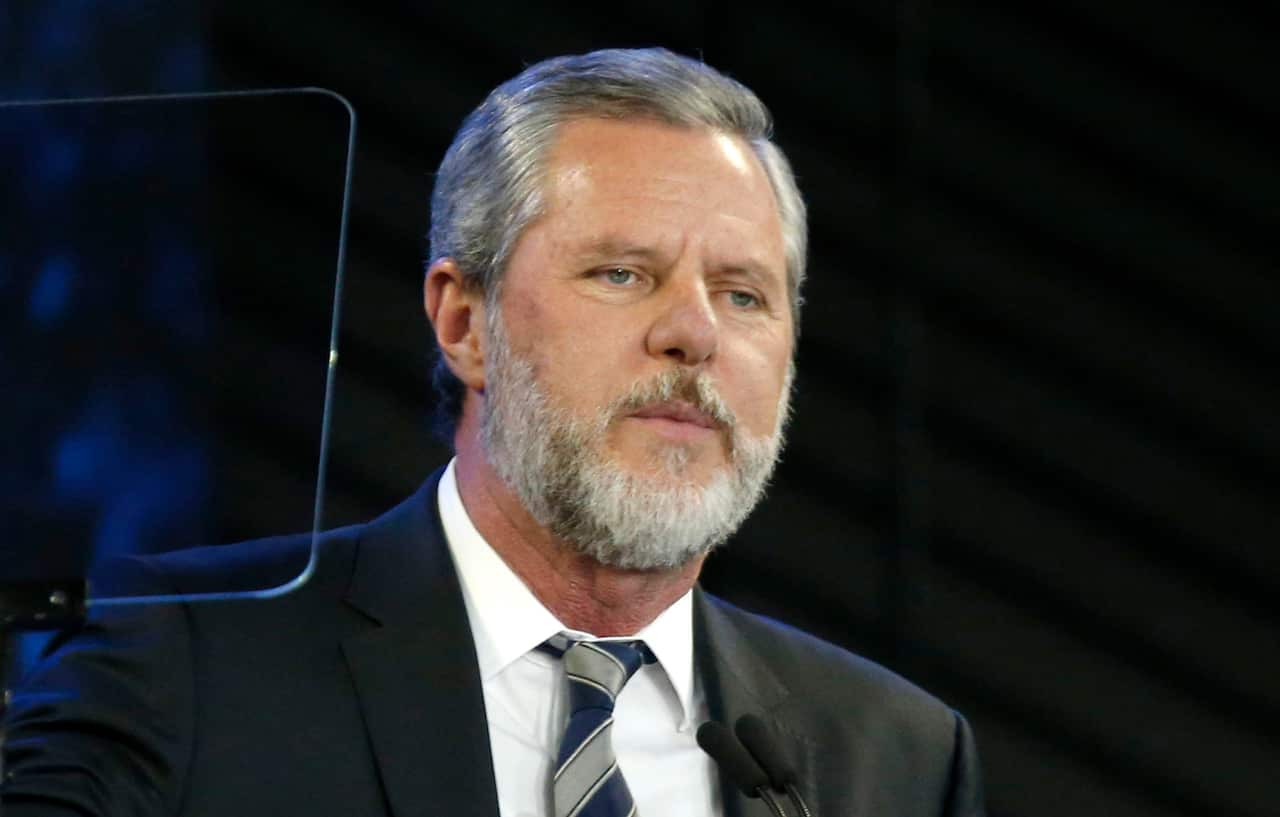  Liberty University President Jerry Falwell Jr. speaks before a convocation.                                                           