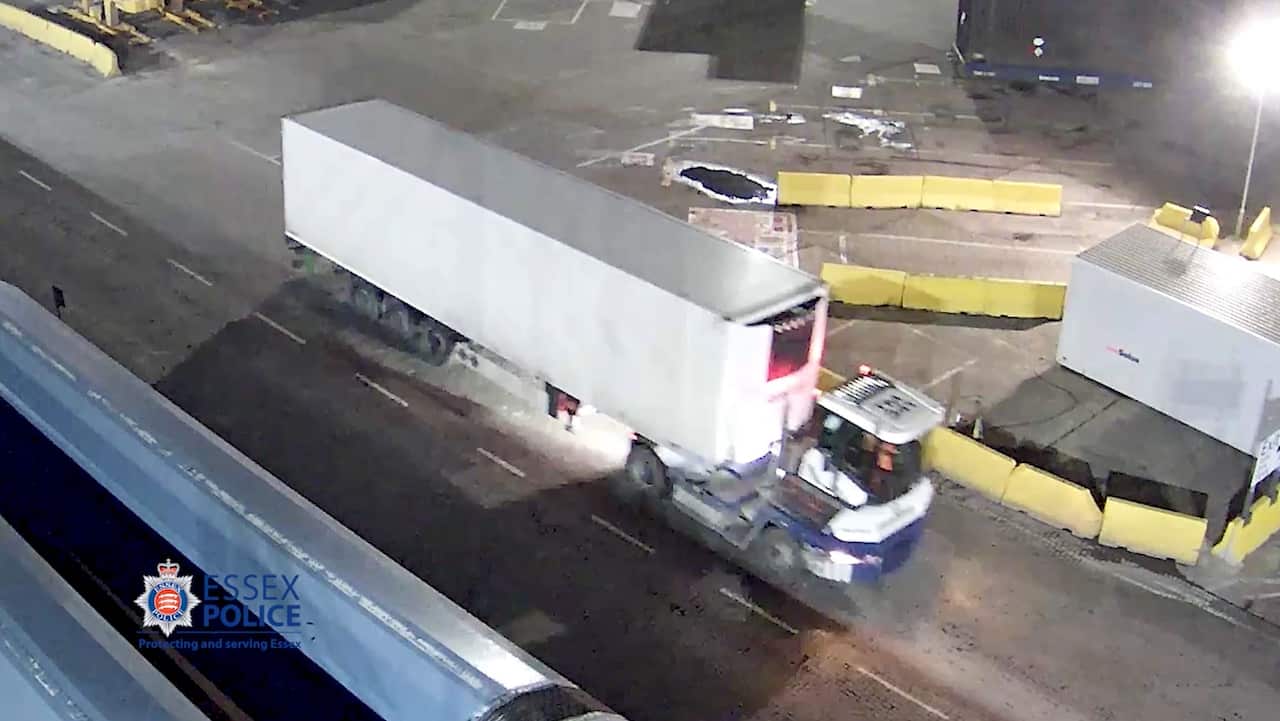 The trailer being taken off the ship at Port of Purfleet.