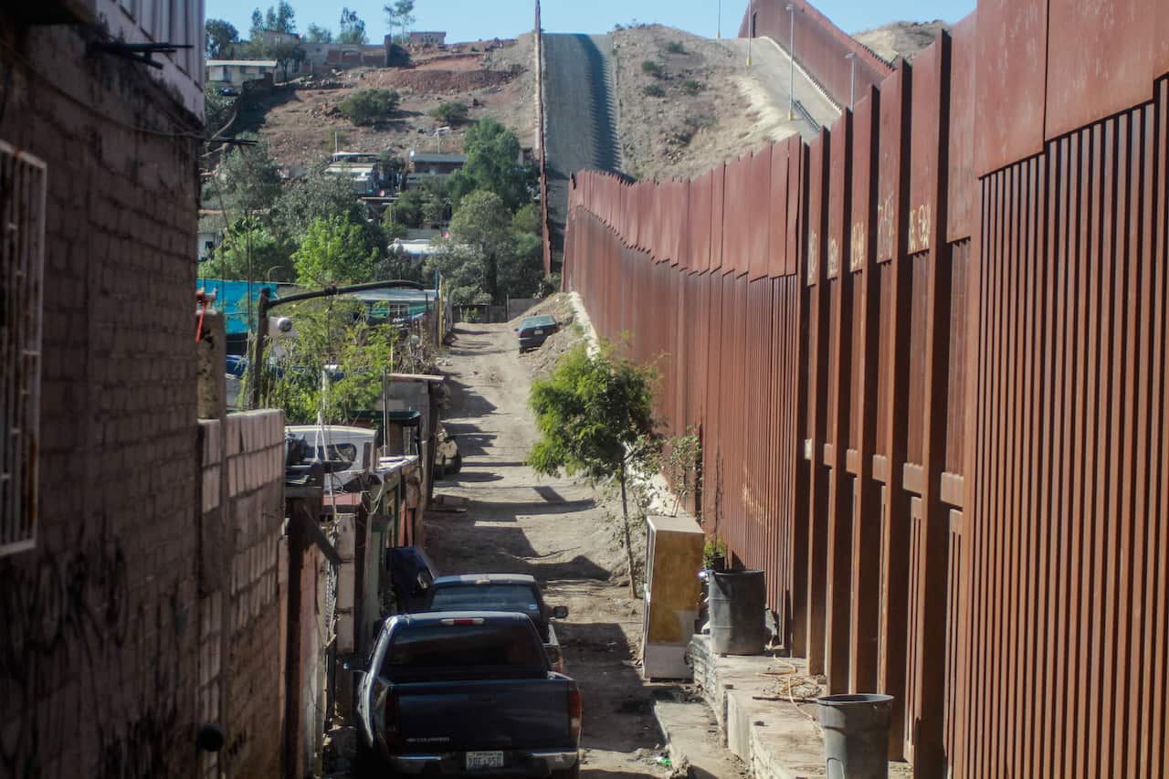 View of the US border wall in the city of Tijuana, Baja California, Mexico, 21 January 2021.