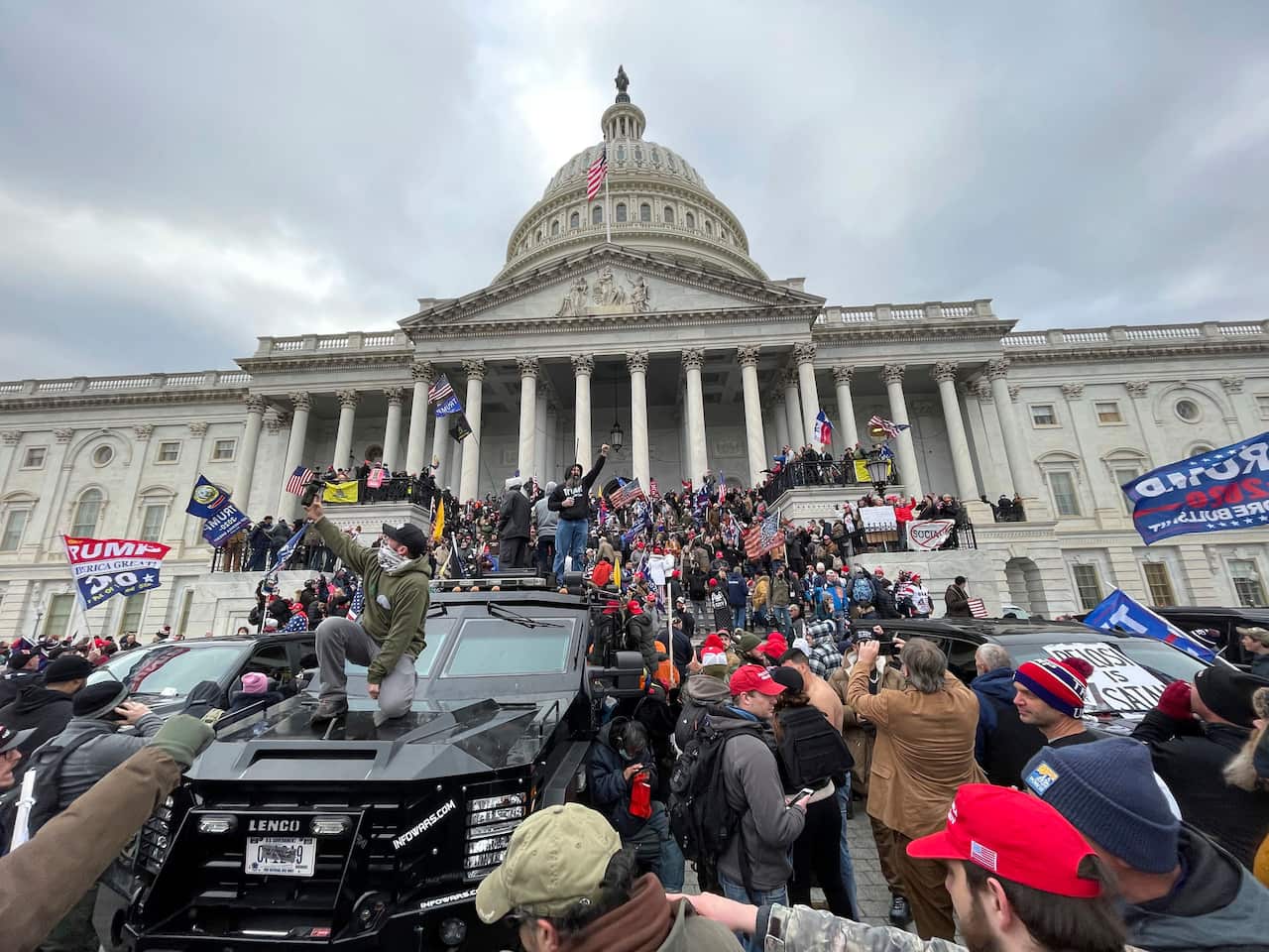The United States Capitol Building was breached by thousands of protesters during a rally in support of Donald Trump.