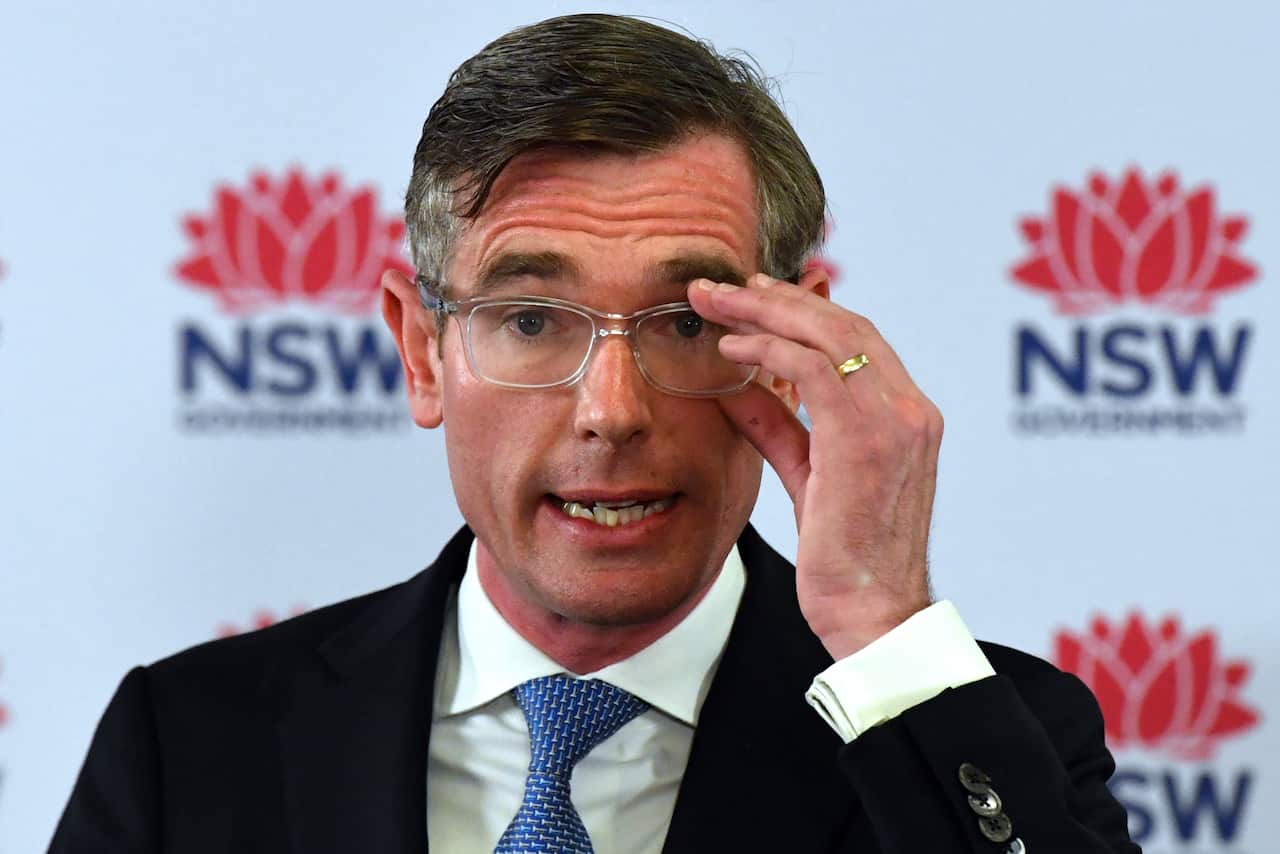 NSW Premier Dominic Perrottet speaks to the media at a press conference in Sydney, Tuesday, 2 November, 2021.