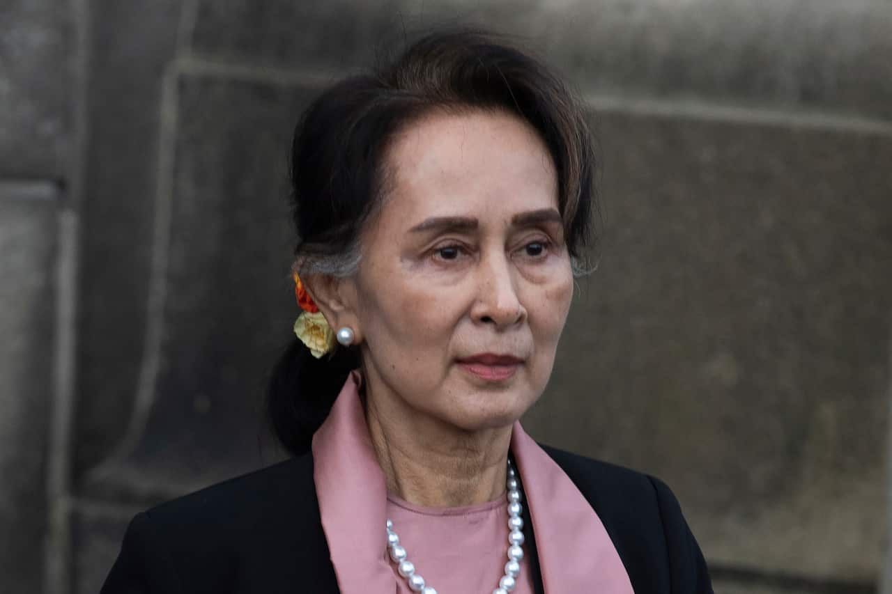 Myanmar's leader Aung San Suu Kyi at the International Court of Justice in 2019