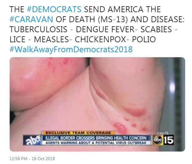 A mislabelled image used on social media regarding the Hondurans travelling to the US in caravans.