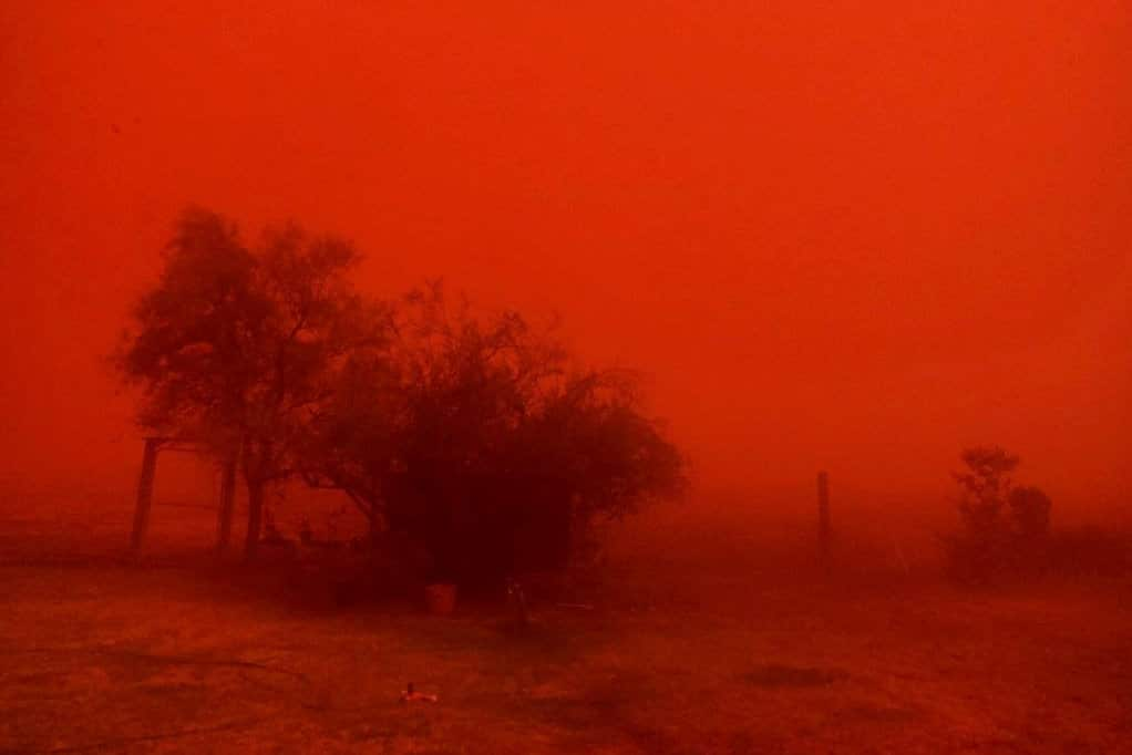 A dust storm in New South Wales this season in a photo posted to social media.